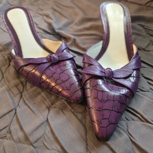 Etienne Aigner Purple Mules with Sophisticated Design